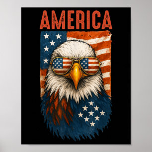 American Flag Bald Adler Patriotic 4. Juli USA Poster
