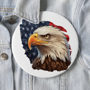 American Flag Bald Eagle Button
