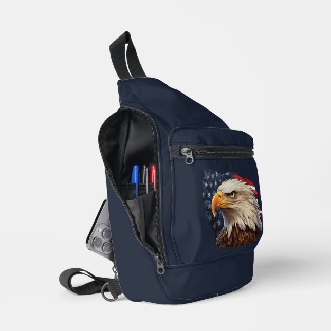 American Flag Bald Eagle Crossbody Bag (Offen)