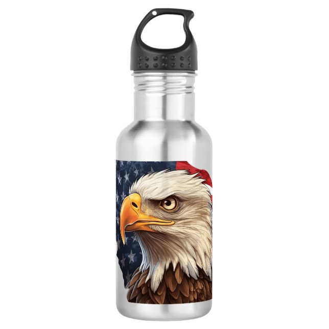 American Flag Bald Eagle Edelstahlflasche (Vorderseite)