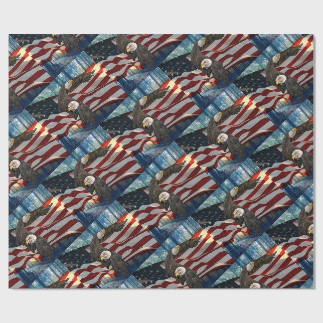 American Flag Bald Eagle Geschenkpapier (Flach)