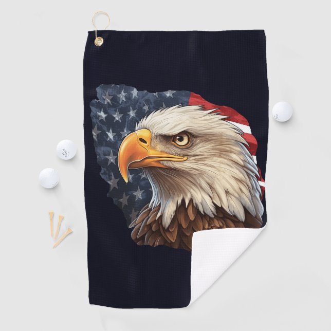 American Flag Bald Eagle Golfhandtuch (Insitu)