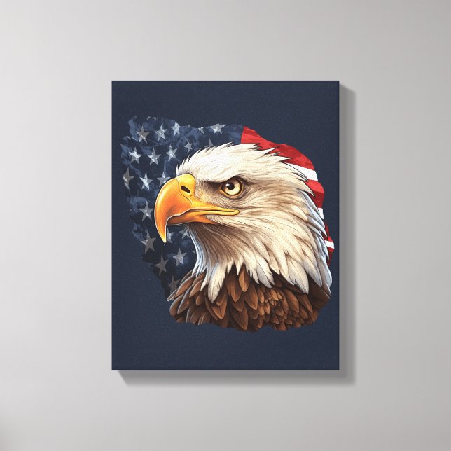 American Flag Bald Eagle Leinwanddruck (Vorderseite)