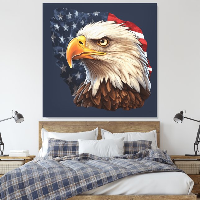 American Flag Bald Eagle Leinwanddruck (Insitu (Schlafzimmer))