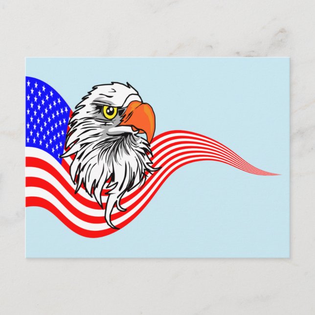 American Flag Bald Eagle Patriotic Art Postkarte (Vorderseite)