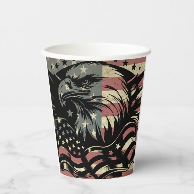 American Flag Bald Eagle Patriotic Pappbecher (Vorderseite)