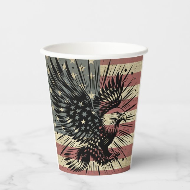 American Flag Bald Eagle Patriotic Pappbecher (Vorderseite)