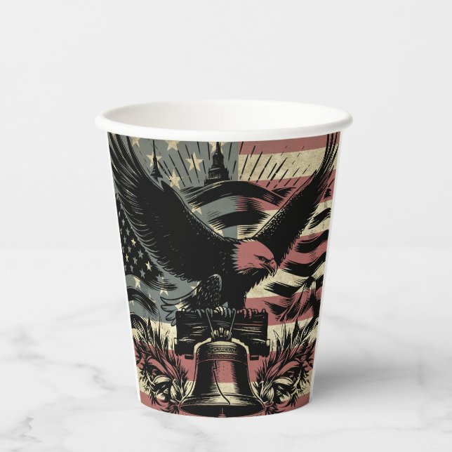 American Flag Bald Eagle Patriotic Pappbecher (Vorderseite)