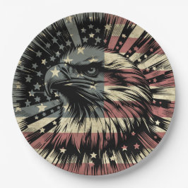 American Flag Bald Eagle Patriotic Pappteller