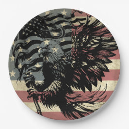 American Flag Bald Eagle Patriotic Pappteller