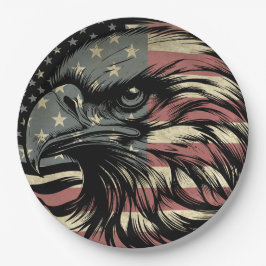 American Flag Bald Eagle Patriotic Pappteller