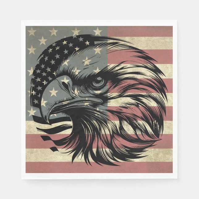 American Flag Bald Eagle Patriotic Serviette (Vorderseite)