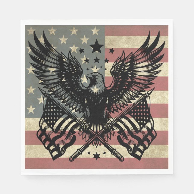 American Flag Bald Eagle Patriotic Serviette (Vorderseite)