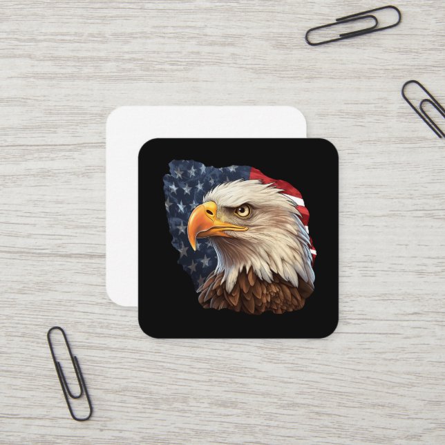 American Flag Bald Eagle Quadratische Visitenkarte (Vorderseite/Rückseite Beispiel)