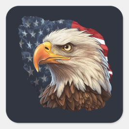 American Flag Bald Eagle Quadratischer Aufkleber