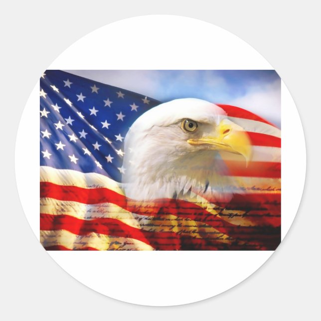 American Flag Bald Eagle Runder Aufkleber (Vorderseite)