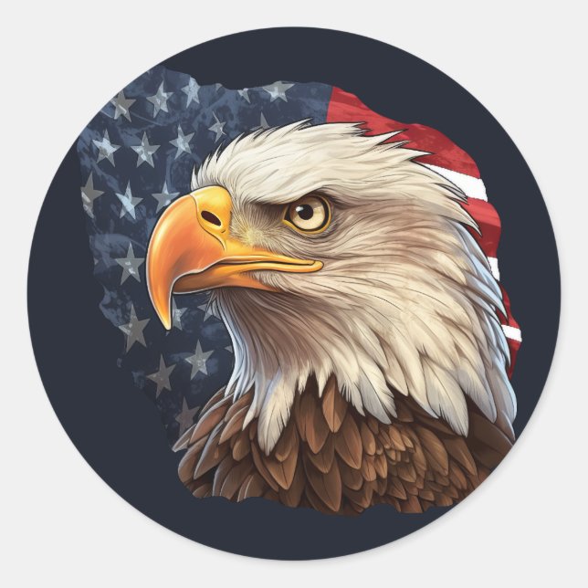 American Flag Bald Eagle Runder Aufkleber (Vorderseite)
