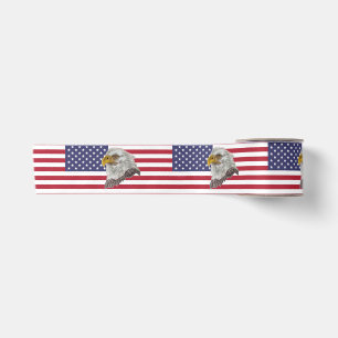 American Flag Bald Eagle Satin Ribbon Satinband