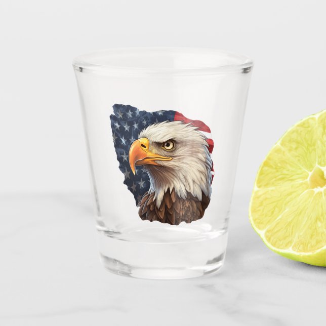 American Flag Bald Eagle Schnapsglas (Vorderseite)
