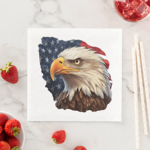 American Flag Bald Eagle Serviette