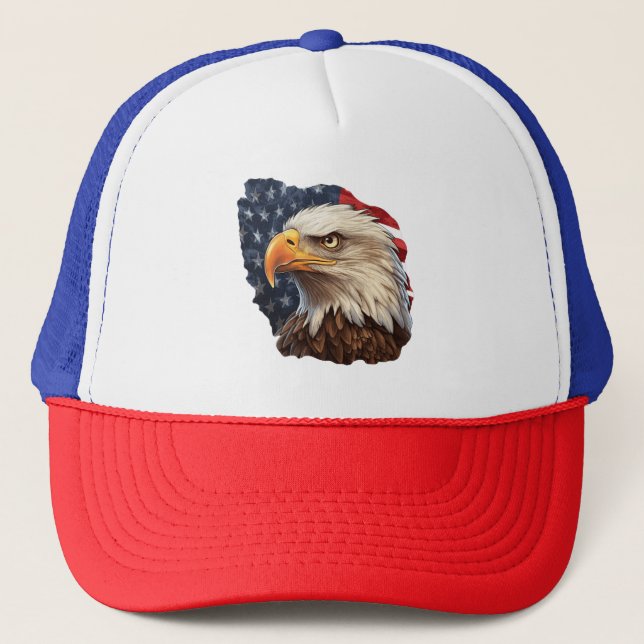 American Flag Bald Eagle Truckerkappe (Vorderseite)