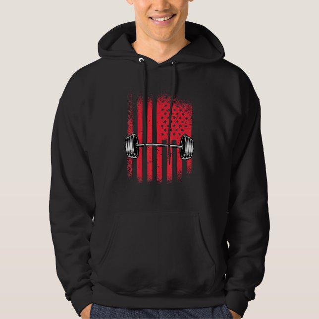 American Flag Barbell Hoodie (Vorderseite)