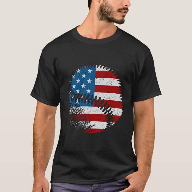 American Flag Baseball Baseball T-Shirt (Vorderseite)