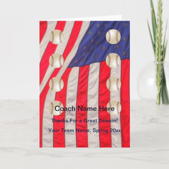 American Flag Baseball Card für die Coach Blank In Dankeskarte (Vorderseite)