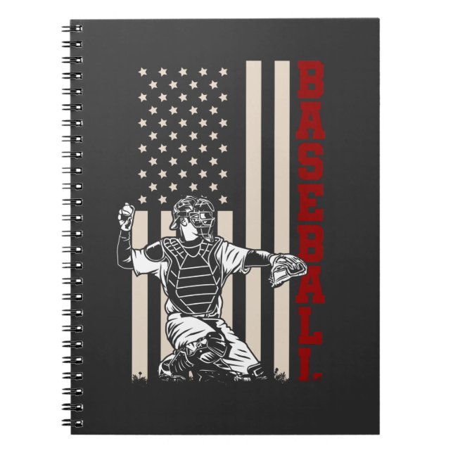 American Flag Baseball Catcher US Sportsman Notizblock (Vorderseite)