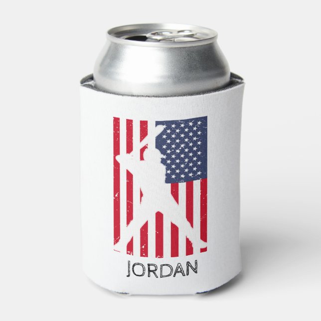 American Flag Baseball Personalisiert Dosenkühler (Kanne Vorderseite)