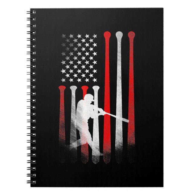 American Flag Baseball Player Flag, Vater, Mama, K Notizblock (Vorderseite)