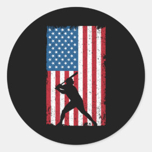 American Flag Baseball Runder Aufkleber
