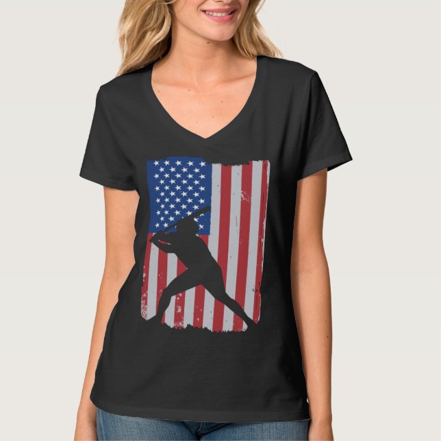 American Flag Baseball T-Shirt (Vorderseite)