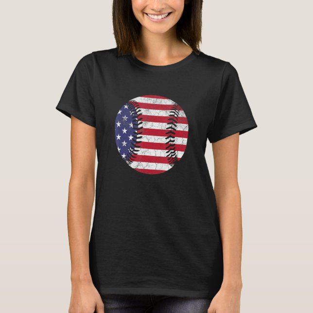 American Flag Baseball T Shirt July 4th USA Men Wo (Vorderseite)