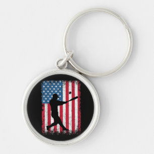 American Flag Baseball Team Geschenk für Men Boys  Schlüsselanhänger