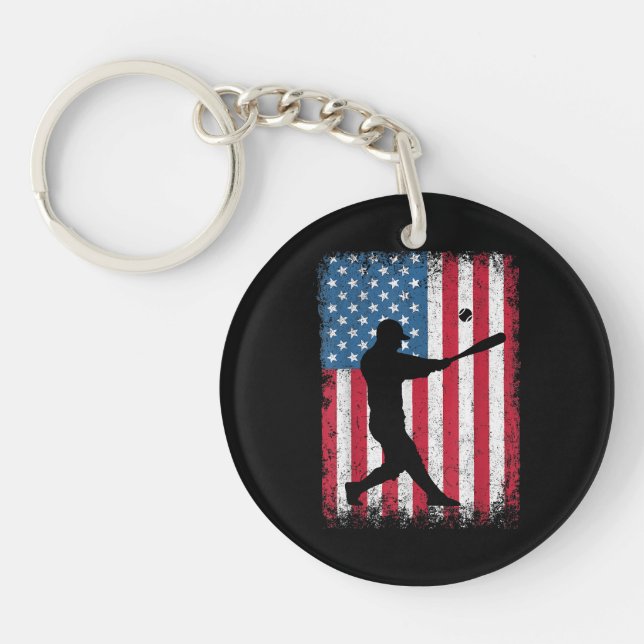 American Flag Baseball Team Geschenk für Men Boys  Schlüsselanhänger (Vorderseite)
