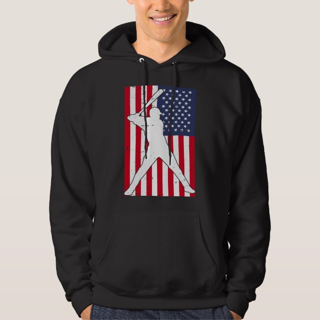 American Flag Baseball Team Geschenk Hoodie (Vorderseite)