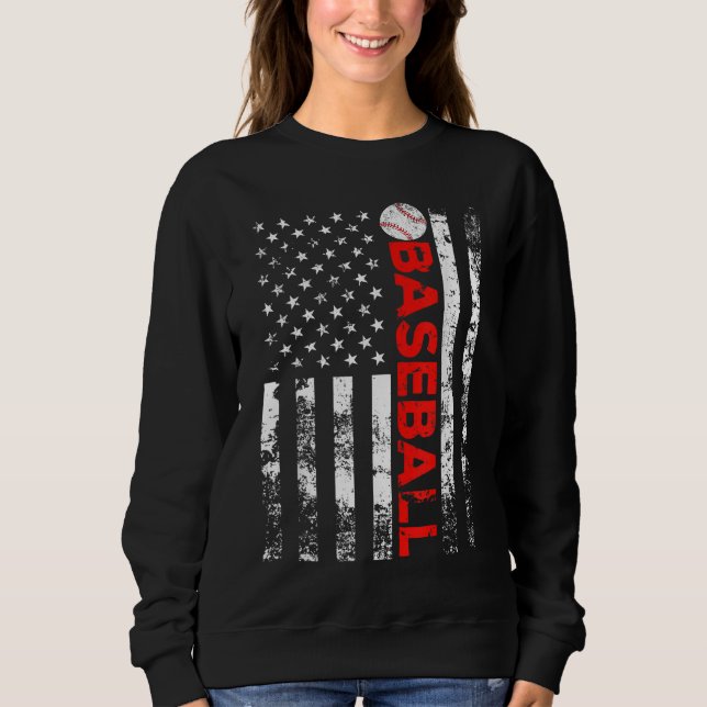 American Flag Baseball Team Geschenk Sweatshirt (Vorderseite)