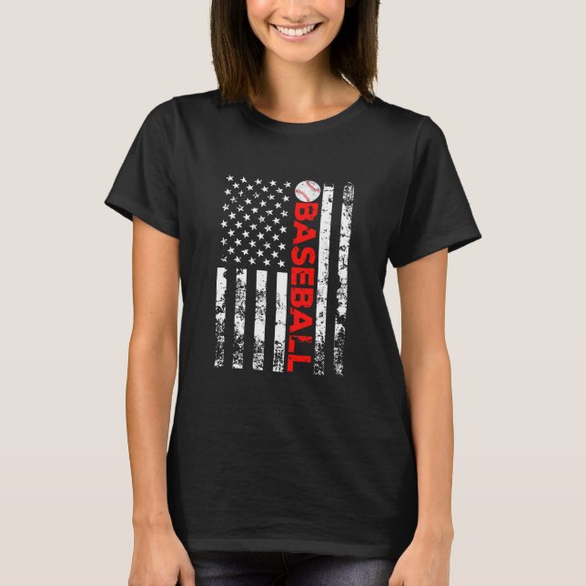 American Flag Baseball Team Geschenk T-Shirt (Vorderseite)