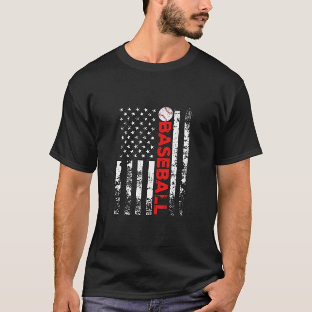 American Flag Baseball Team Geschenk T - Shirt (Vorderseite)