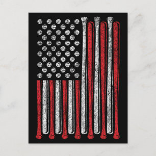 American Flag Baseball Team Vintag Funny Postkarte
