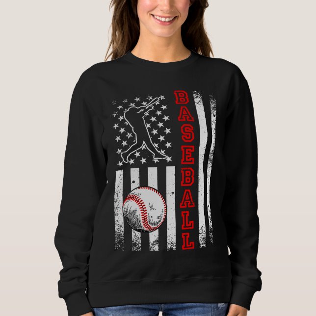 American Flag Baseball Team  Vintage Baseball Sweatshirt (Vorderseite)