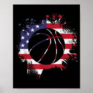 American Flag Basketball Player Poster