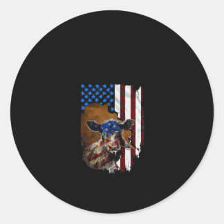 American Flag Bauer Cow Gift Runder Aufkleber