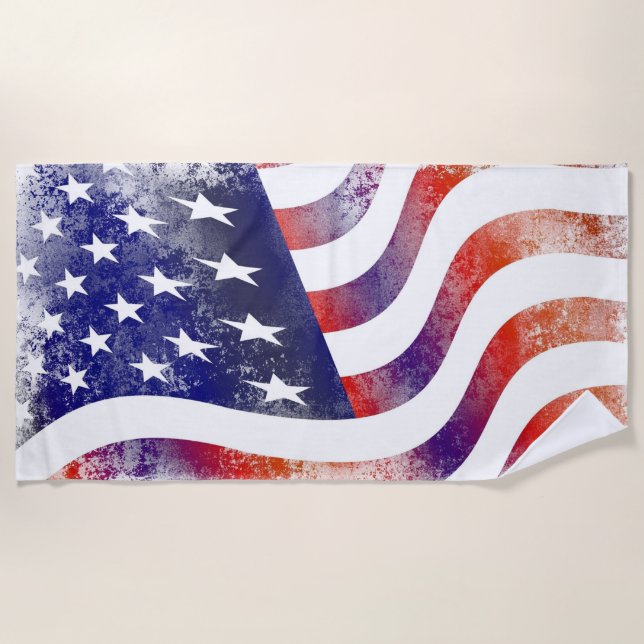 American Flag Beach Handtuch ausgewaschen (Vorderseite)