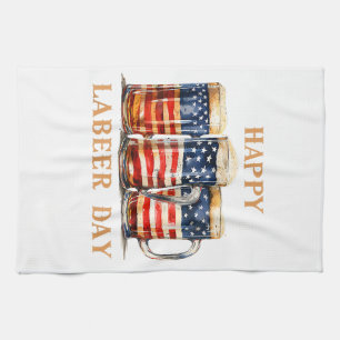 American Flag Beer Happy Labeer Day Funny Labour D Geschirrtuch