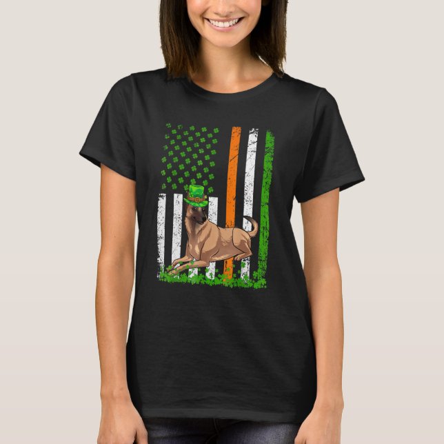 American Flag Belgisch Malinois Dog St Patricks Da T-Shirt (Vorderseite)