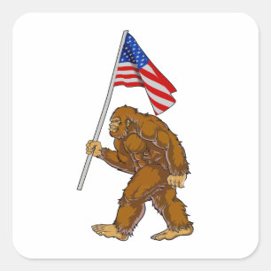 American Flag Bigfoot Quadratischer Aufkleber