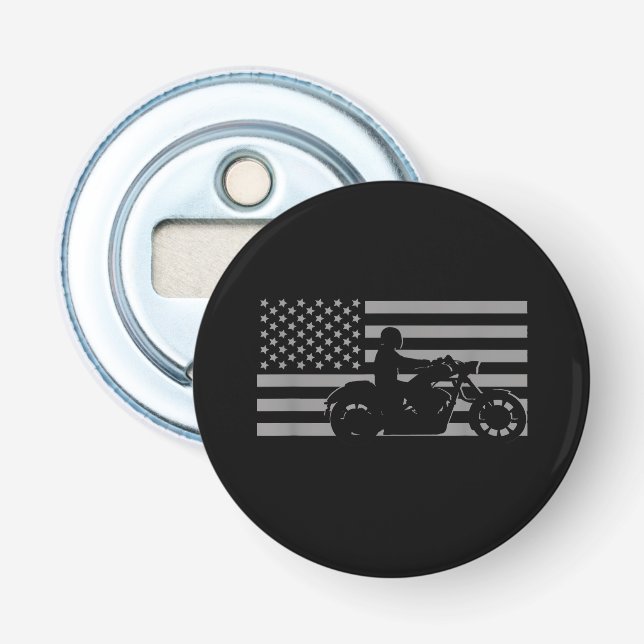 American Flag Biker Motorcycle Short Sleeve Flaschenöffner (Vorderseite)