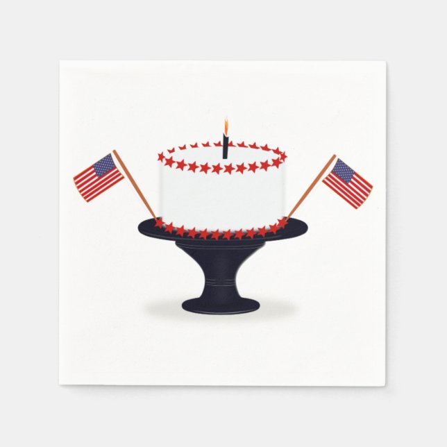 American Flag Birthday Cake Amerikanische Unabhäng Serviette (Vorderseite)